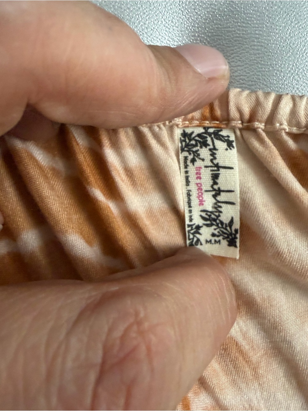 Free People Tie-Dye Satin Slip Dress in Cream & Rust - Picture 4 of 7